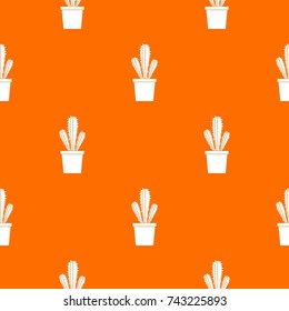 Cactus in flower pot pattern repeat seamless in orange color for any design. Vector geometric illustration