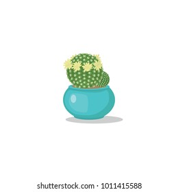 Cactus in flower pots. Vector illustration. Can be used in web design, printed on fabric/paper, as a background, or as an element in a composition.