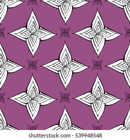 Cactus flower seamless vector pattern. Vector hand drawn purple succulent cactus illustration. Seamless plant wallpaper. Beautiful seamless exotic pattern background. Minimalist print, texture, fabric