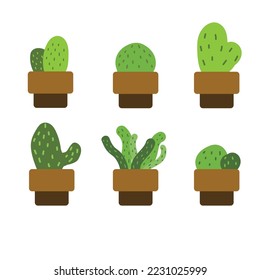 Cactus flower set vector on white background.