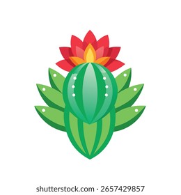 Icono del Vector de la flor del cactus en el fondo blanco