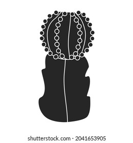 Kakteen mit floralem Vektorsymbol.Schwarzes Vektorsymbol einzeln auf weißem Hintergrund Kakteen mit Blumen.