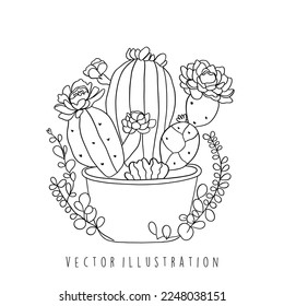 cactus with flower vector illustration