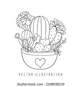 cactus con ilustración vectorial de flores
