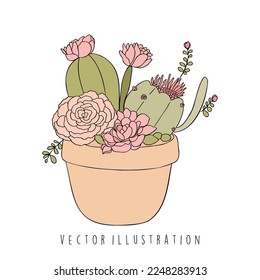 cactus with flower vector illustration