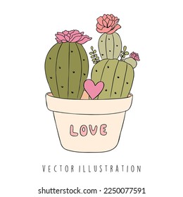 cactus with flower vector illustration