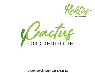 Cactus flower vector logo template