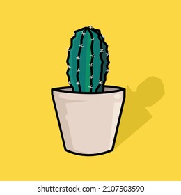 cactus flower vector in pot, beautiful mini cactus flower