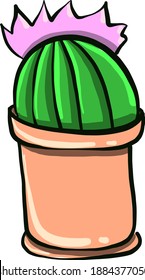 Cacto com uma flor,ilustração,vetor sobre fundo branco