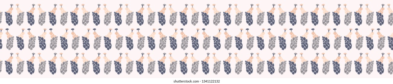 Cactus flowering bloom seamless border pattern. Indoor succulent houseplant flower vector illustration. Repeatable flat banner trim design. Hand drawn pretty desert cacti flower garden plant decor .