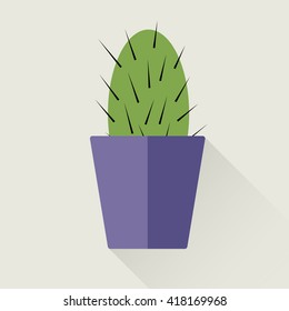 Cactus and flowerpot flat icon