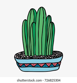 CACTUS IN FLOWERPOT ILLUSTRATION VECTOR