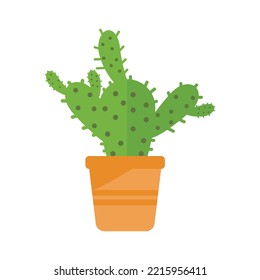 Cactus in flowerpot logo Vector illustration