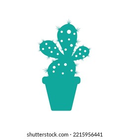 Cactus in flowerpot logo Vector illustration