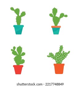 Cactus in flowerpot logo Vector illustration
