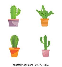 Cactus in flowerpot logo Vector illustration