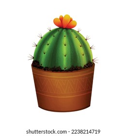  cactus in flowerpot on white background.
