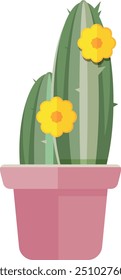 Cactus in flowerpot. Succulent plant. Home greenery icon