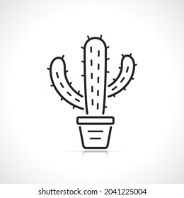 icono de línea delgada cactus flowerpot