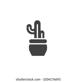 Cactus in flowerpot vector icon. filled flat sign for mobile concept and web design. Peyote simple solid icon. Symbol, logo illustration. Pixel perfect vector graphics