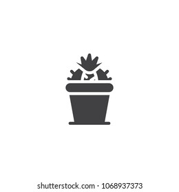 Cactus in a flowerpot vector icon. filled flat sign for mobile concept and web design. Houseplant simple solid icon. Symbol, logo illustration. Pixel perfect vector graphics
