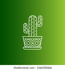 Cactus in flowerpot vector icon on gradient background