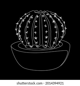 cactus in flowerpot white on black background