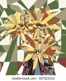 cactus flowers assembled from pieces