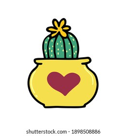 cactus flowers bloom in pots. isolated on white background. cactus flower vector for garden illustration, home decoration.