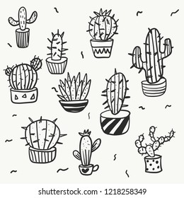 cactus flowers doodle