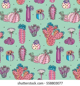 cactus with flowers pattern