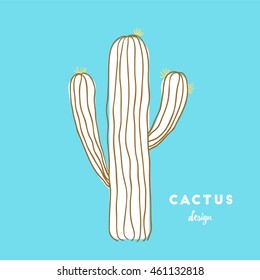 Cactus With Flowers, Sketch Vector Illustration