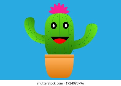 Cactus with flowers smiling in pot