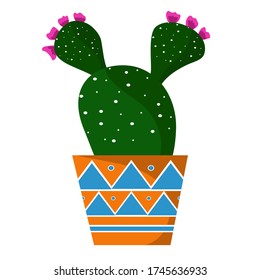 Cactus with flowers in vector style.