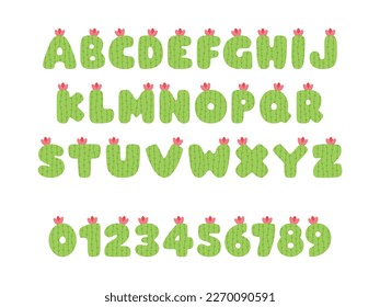 Cactus font, english letters from A to Z with number 0 to 9