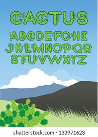 Cactus Font A through Z. EPS 8 vector, grouped for easy editing. No open shapes or paths.
