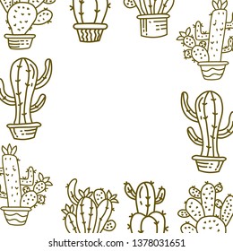 Cactus Frame Empty Template Vector