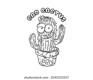 Cactus. Funny character. Vector illustration. Can used for T-shirt prints.