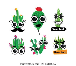 Cactus. Funny character. Vector illustration. Can used for T-shirt prints.