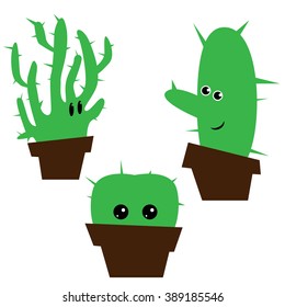 Cactus Funny Icon Vector Illustration