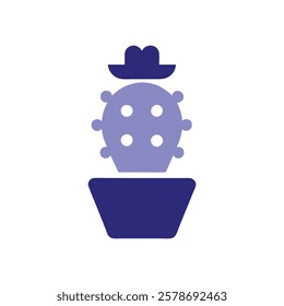 Cactus in a Geometric Pot with a Tiny Sun Hat