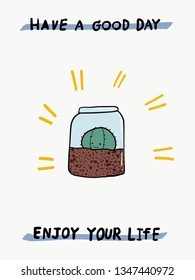 cactus in a glass jar