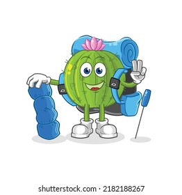 the cactus go camping mascot. cartoon vector