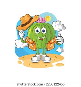 the cactus go on vacation. cartoon mascot vector