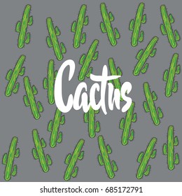 cactus graphic illustration, vector, colorful with text, tropical.