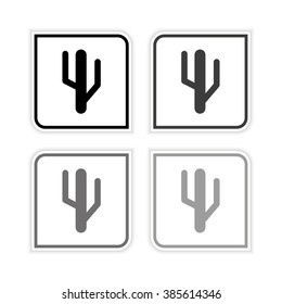 cactus  - grayscale vector icon