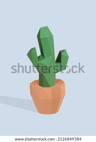 Cactus green with pot low poly