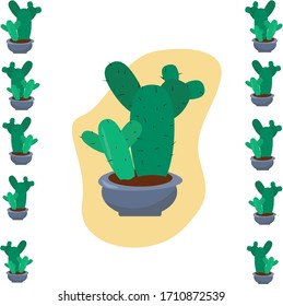 Cactus green vector. Cactus nature postcard. room flower. Home gardening