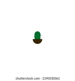 Cactus in the ground on a white background