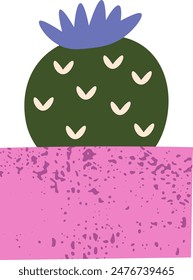 Cactus In Grunge Pot Vector Illustration